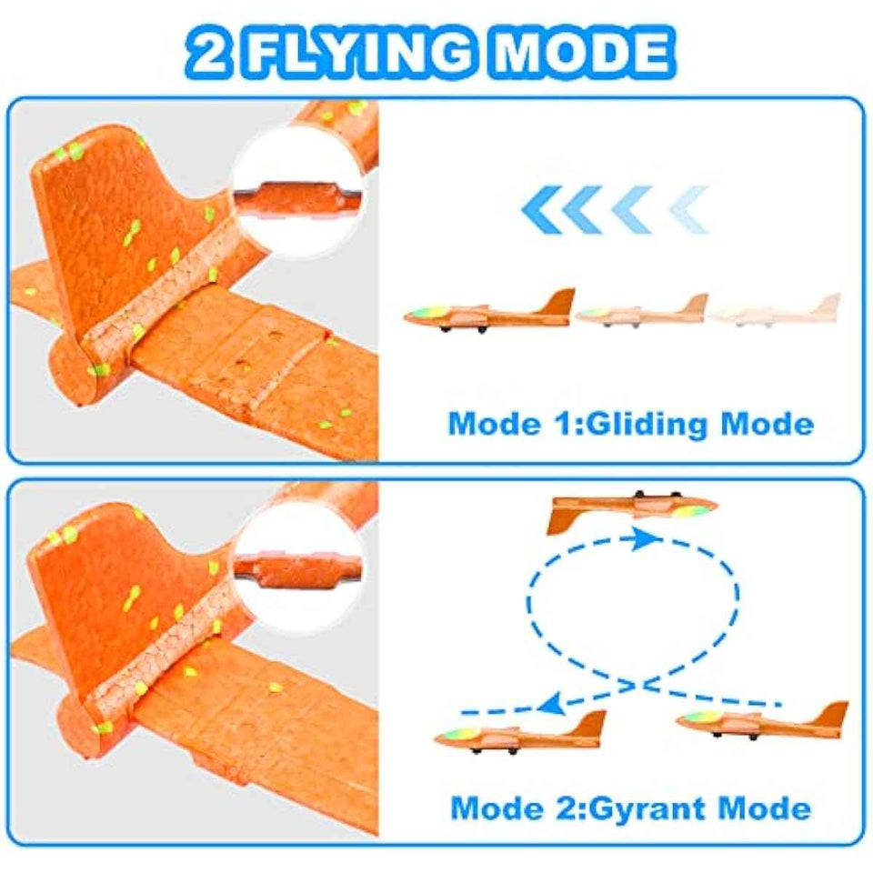 Fuwidvia airplane launcher toys, 3-pack, 13.2'' LED foam glider planes, 2 flight modes, outdoor fun for kids 4-12 years old, blue, green, orange
