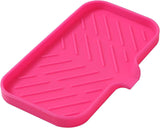 Silicone Bathroom Soap Dishes with Drain Spout-Bathroom and Kitchen Sink Organizer,Sponge Holder,Dish Soap Tray,Perfect for Dispenser,Scrubber,Bottle,Cup on Sink or Counter-Black 4.9"×3.2"