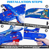 3 Pack Airplane Launcher Toys, 2 Flight Modes LED Foam Glider Catapult Plane, Outdoor Flying Toy for Kids, Birthday Gifts for Boy Girl 3+ Year Old, B-Day Party Supplies