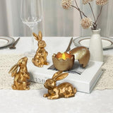 Easter Bunny Gold Bunny Figurines, 4PCS Spring Decors Easters Centerpieces for Tables Sculptures Home Decors, Easter Decorations for Home