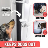 Door Buddy Cat Door Latch & Stopper. Adjustable Dog Proof Door Strap for Cats. Dog Proof Litter Box & Cat Feeder. Simpler Pet Gate Alternative. No Cut Cat Door Interior Door.