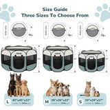 Grey dog cat playpen, portable puppy pet crate for small dogs, cats, rabbits, foldable dog cage enclosure with carrying case
