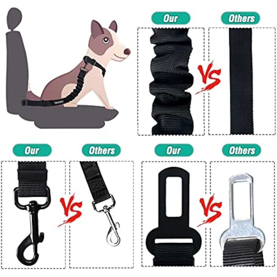 cooyoo dog seat belt 3 piece set adjustable nylon pet safety harness heavy duty elastic