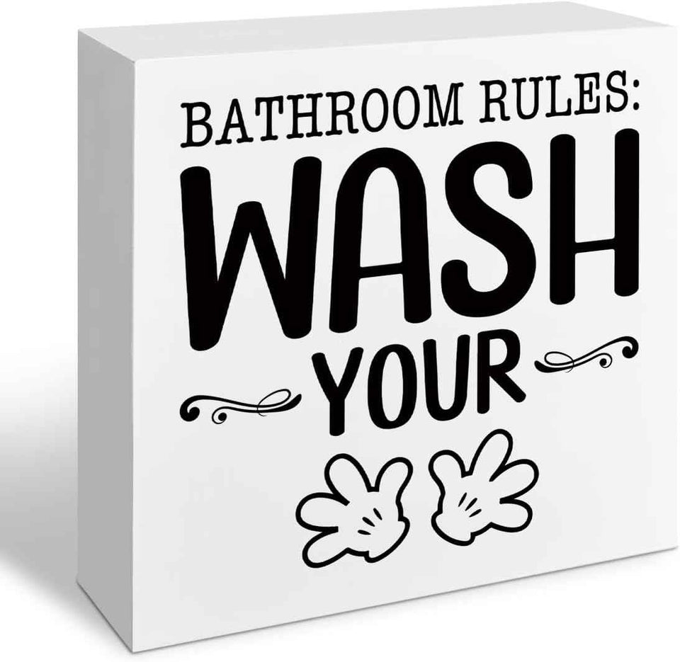 Funny Restroom Bathroom Wooden Signs, Funny Bathroom Sayings, Humor Washroom Quotes Block Plaque, Wall Art/Home Decor, Rustic Wooden Box Signs, Farmhouse Decor, Housewarming Gift