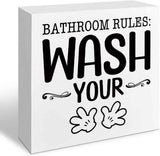 Funny Restroom Bathroom Wooden Signs, Funny Bathroom Sayings, Humor Washroom Quotes Block Plaque, Wall Art/Home Decor, Rustic Wooden Box Signs, Farmhouse Decor, Housewarming Gift