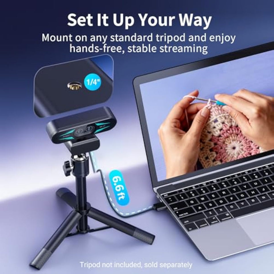 emmeet c60e 4k webcam streaming wide-angle telephoto cameras 11x hybrid zoom pdaf autofocus rgb lighting