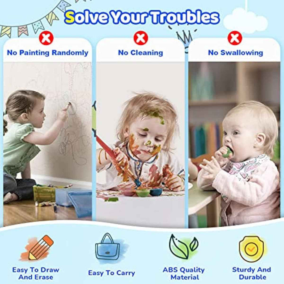 kikidex magnetic drawing board for toddler girl toys learning educational 1 2 3 year old light blue