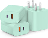[4 Pack] USB C Charger Block Fast Charging Multiport Adpater [PD 20W USB-C & QC 3.0 USB-A Port] for i Phone 17/16/15/14/13/12/11/X/8, i Pad, Galaxy, Google, Galaxy & More - Rayz Mart
