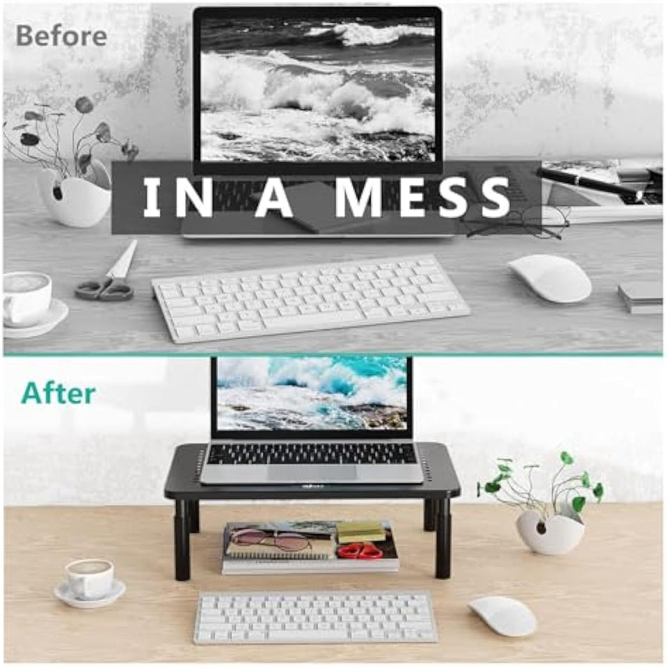 wali computer monitor stand adjustable laptop riser black 1 pack