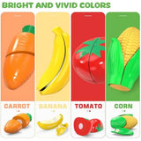 Kids pretend play cutting food toys with storage basket and knives, educational gift for toddlers