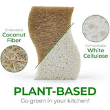 Natural Compostable Cellulose Coconut Walnut Kitchen Sponges 12 Pack Gentle Eco Friendly Daily Cleaning