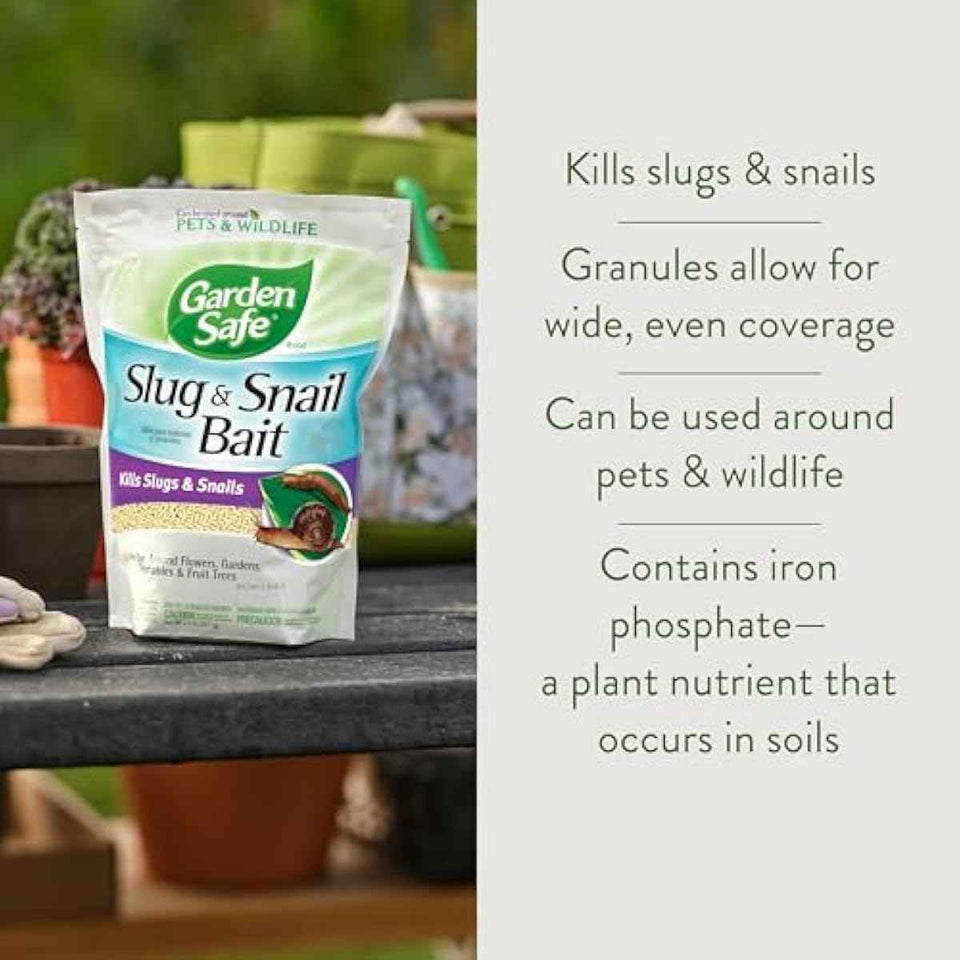 Garden Safe Brand Slug & Snail Bait Granules, 2 Pounds, Slugs & Snails Begin to Die Within 3 to 6 Days, Can Be Used Around Pets & Wildlife, For Lawns, Gardens & Greenhouses, 1 Pack