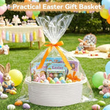 Pro Goleem Small Woven White Easter Basket with Handles, Durable Burr Material, 12" x 8" x 5", Baby Toy Storage