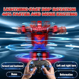 Spider Transform RC Cars Toys with Eye & Underbody Lights, 2.4GHz Remote Control Car One-Button Deformation, Fast 360°Rotation Robot Toys Birthday Gifts for 3 4 5 6 7 8 9 10 Year Old Boys Age 4-7 8-12