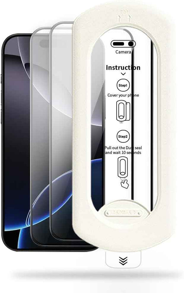 tempered glass screen protector for iPhone 17 with Auto-Alignment Kit, Auto Dust, 9H+ Military Grade Shatterproof, Glass Film, HD Clear, Case Friendly