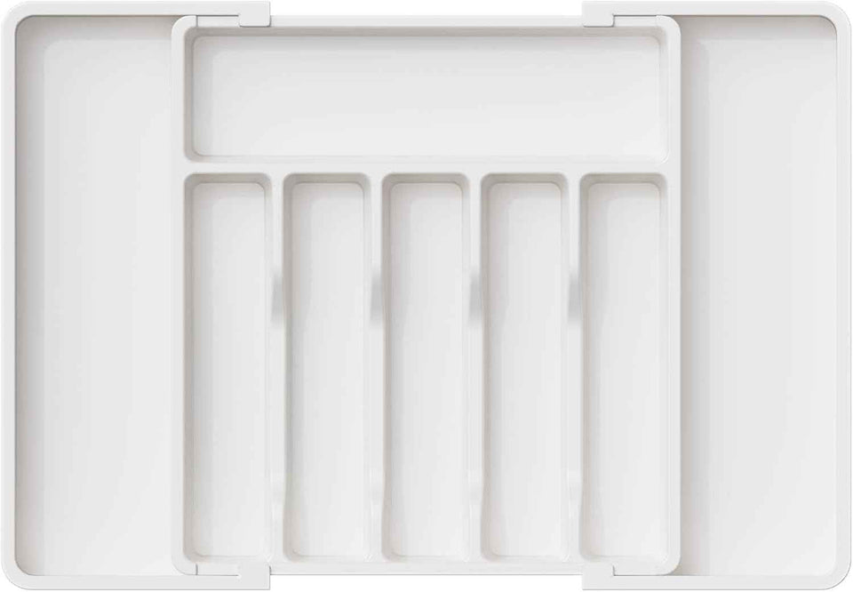 Lifewit Large Silverware Drawer Organizer, Expandable Utensil Tray for Kitchen, BPA Free Flatware and Cutlery Holder, Adjustable Plastic Storage for Spoons Forks Knives, Large, Black