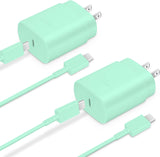 GUUSMART 2-Pack 25W Type C Fast Charging Block with 6ft USB C Charger Cable