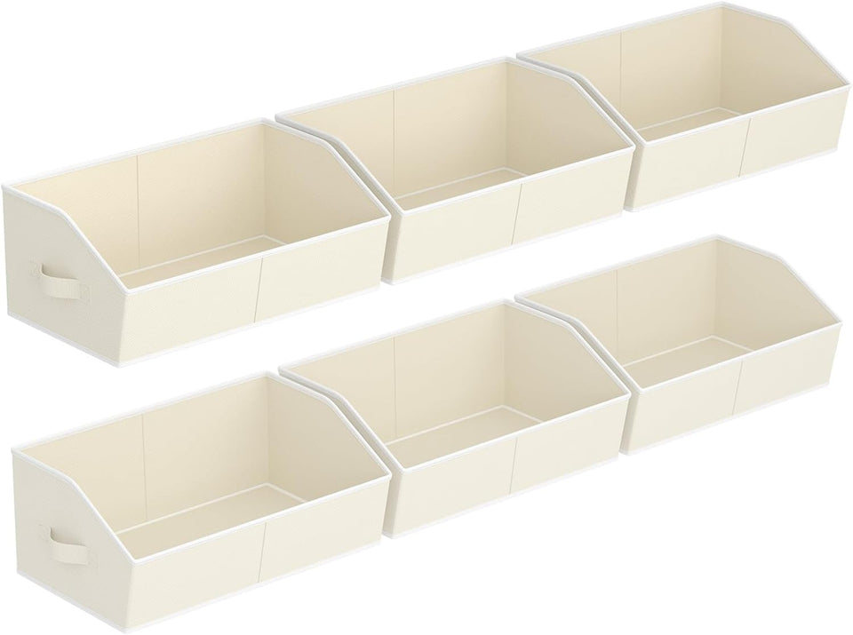 Large Fabric Trapezoid Storage Bins for Closet Organizer System 6 Pack
