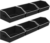 Closet Organizers Bins 6 Packs - Large Closet Shelf Organizer with Handles, Fabric Trapezoid Storage Bins, Collapsible Storage Cubes for Clothes, Towels, Light Gray