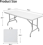 6ft Folding Table - Heavy Duty Portable Table for Parties, Camping & BBQs, Folds in Half for Easy Storage, No Assembly Required, White