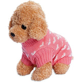 Dxhycc pink heart puppy sweater for small cats and dogs, soft warm winter pet clothes, size S