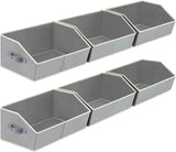 Closet Organizers Bins 6 Packs - Large Closet Shelf Organizer with Handles, Fabric Trapezoid Storage Bins, Collapsible Storage Cubes for Clothes, Towels, Light Gray
