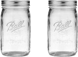 Ball Wide Mouth Glass Mason Jars with Lids and Bands, Used for Canning, Pickling, Juice, Jam, Jelly, Quart Size 32 Ounce (Pack of 2)