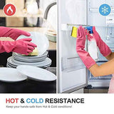 Mamison 2 Pairs Reusable Waterproof Dishwashing Gloves - Non-Slip Kitchen Cleaning Gloves (Pink, Medium)