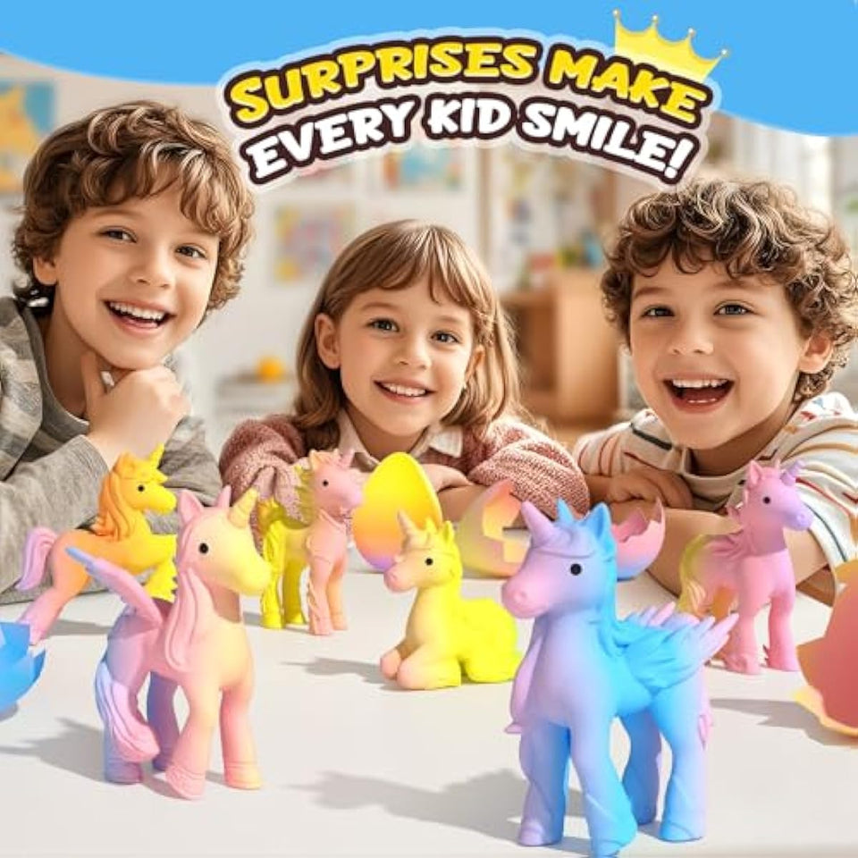 Coodoo Unicorn Hatching Rainbow Eggs for Kids - 6 Pack Unicorn Toys Craft Kits for Boys & Girls, Birthday Easter Basket Stuffers Crafts Gift for Kids 3+ Year Old - Girl Gifts for Ages 3 4 5 6 7 8