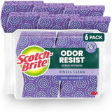 Scotch-Brite Odor Resist Non-Scratch Scrub Sponge, Dishwasher-Safe Kitchen Sponges that Resist Bacterial Odors, Multipurpose Dish Sponge for Gentle Cleaning, 6 Dish Sponges