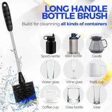 Holikme Bottle Brush Cleaner Set: 14" Stainless Steel Handle, 3 Straw Brushes, Abrasive Wheel for Water Bottles, Cups, Straws