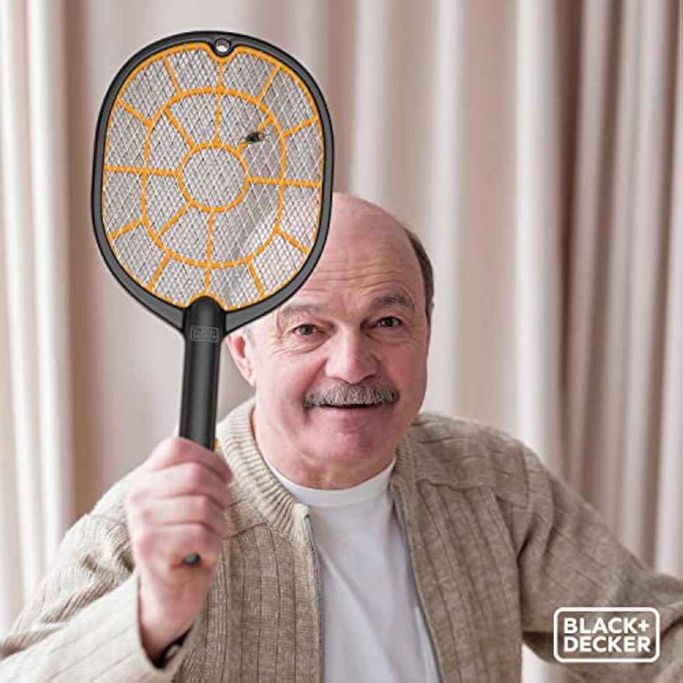 Bug Zapper Racket – Electric Fly Swatter for Gnats, Mosquitoes, & More – Harmless-to-Humans Outdoor Bug Zapper Battery Operated – Handheld Electric Fly Swatter –Indoor Racket