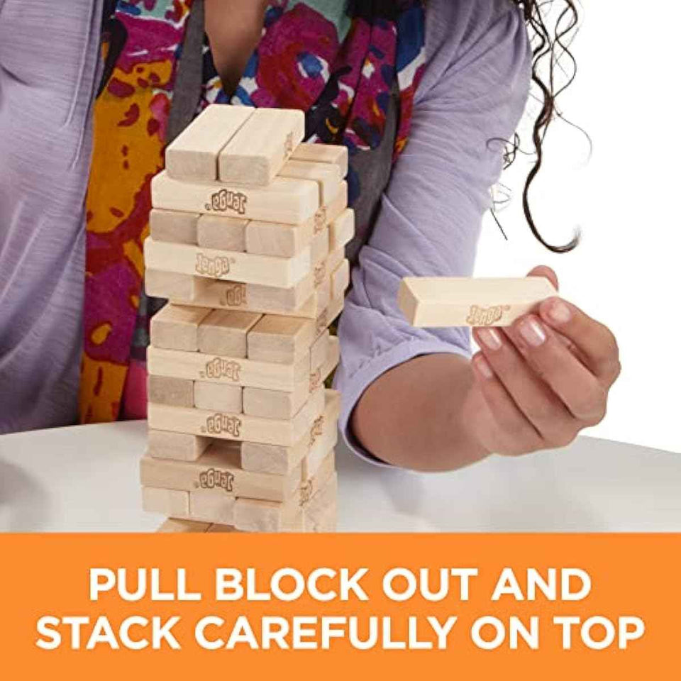 Hasbro Classic Jenga Wooden Blocks Game for Kids and Families Ages 6+ | Party Games | Stocking Stuffers