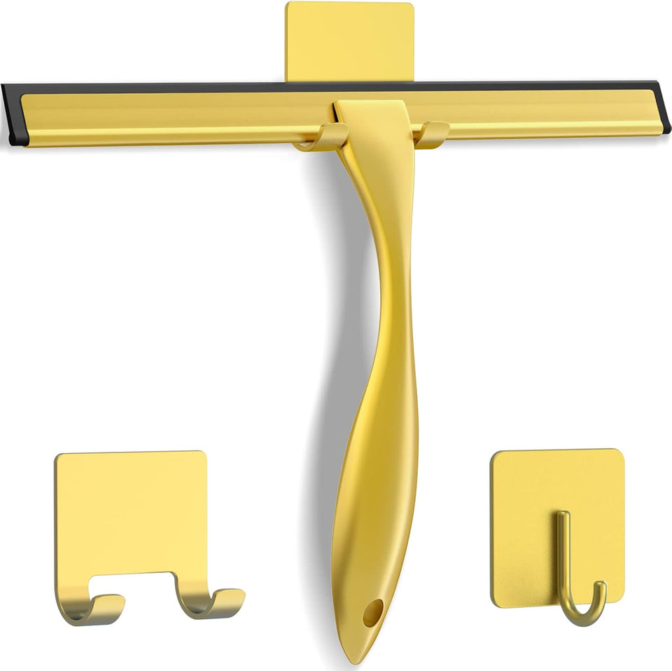 docrok stainless steel shower squeegee with silicone blade for streak free cleaning on glass and mirrors