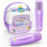 Mini Karaoke Machine for Kids Girls: Unicorn Portable Bluetooth Speakers with 2 Wireless Mic Toys for Girls Age 4-6 7 8 9 Years Old Girl Easter Birthday Gifts for 5 6 7 8 9 10 11 Years Teens Purple