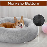 jollyvogue calming anti-anxiety pet bed for small dogs and cats, 20-inch fluffy donut cushion