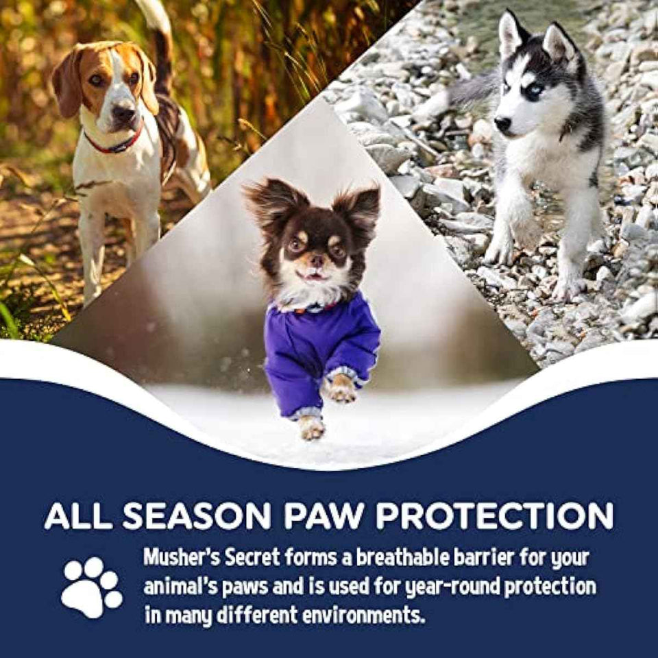 Musher's Secret Dog Paw Wax 60g – Moisturizing Dog Paw Balm – Helps Protect & Heals Cracked Paws – Creates an Invisible Paw Protectors Barrier – All-Natural Nose & Paw Balm with Vitamin E