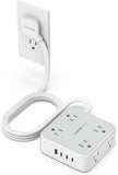 TESSAN 5 Ft flat plug extension cord with 3 USB, 8 outlets, 900J surge protection for office, dorm room essentials