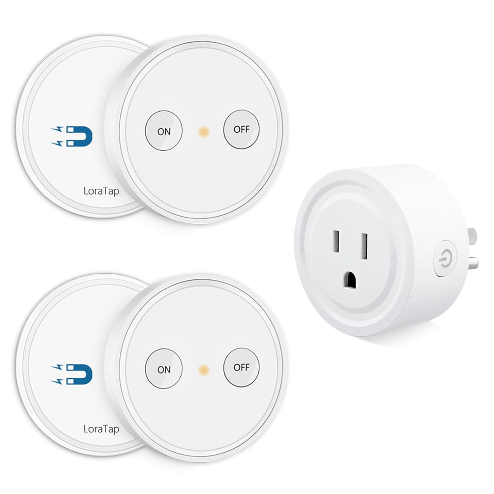 LoraTap Mini 656ft Range Wireless Outlet Plug, No Hub Required, 10A/1100W, White
