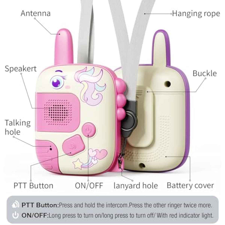 Unicorn walkie talkies for girls 2 pack birthday gifts 3-8 year old outdoor camping toys