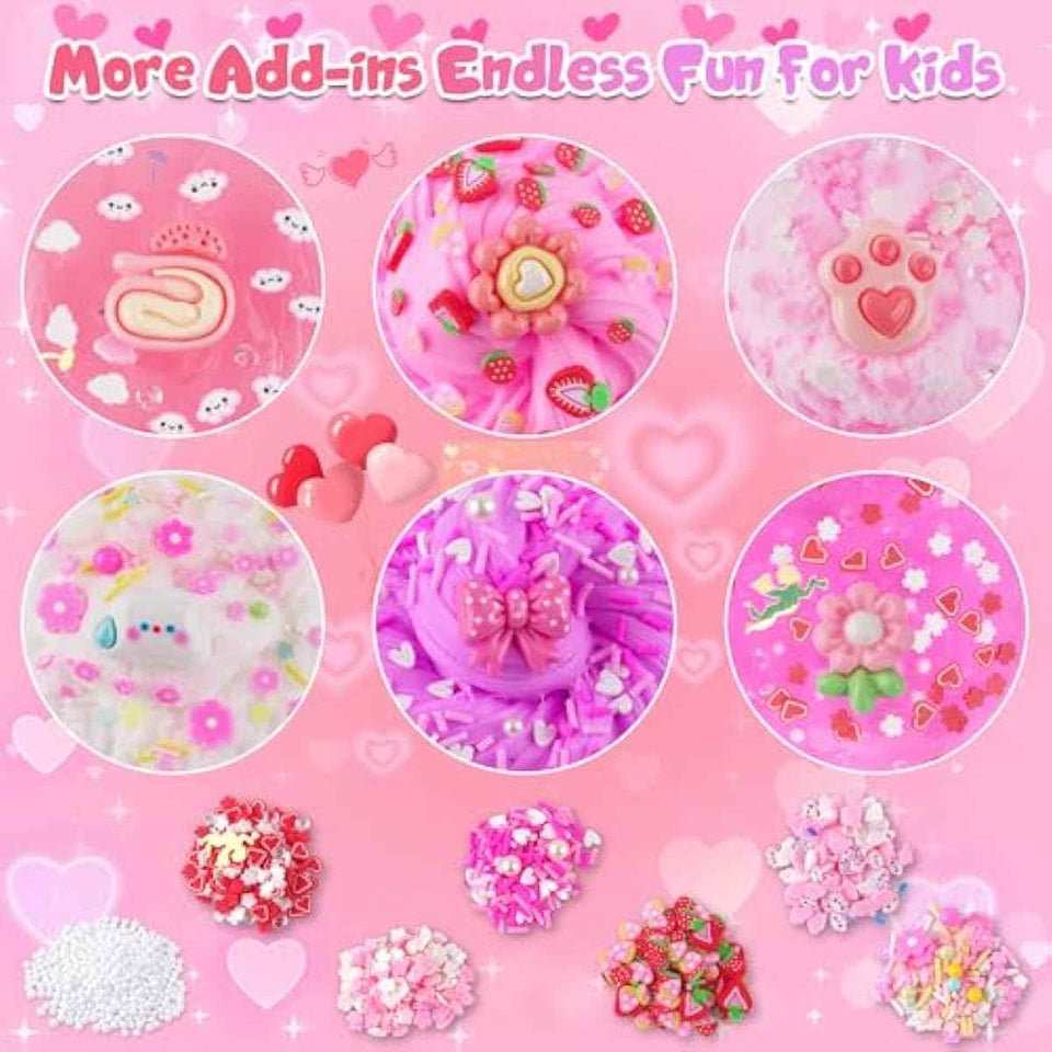 6 Pack Pink Slime Kit Cloud Slime Set for Girls and Boys Ages 8-12