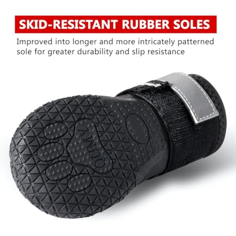 Qumy dog shoes, large dog boots, medium dog paw protectors for winter, snow, hot pavement, rainy weather, outdoor walking, indoor hardfloors