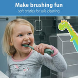 Dr Brown's Baby Toddler Toothbrush Green and Orange Dinosaur 2-Pack Ages 1-4 Years Soft Bristles Suction Cup Base
