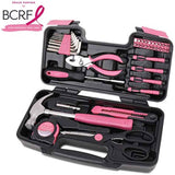 Apollo Tools Original 39-Piece General Household Tool Set, Pink Toolbox Storage Case