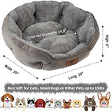asvin small dog bed, soft and cozy, machine washable, anti-slip oxford bottom, grey, 20 inches