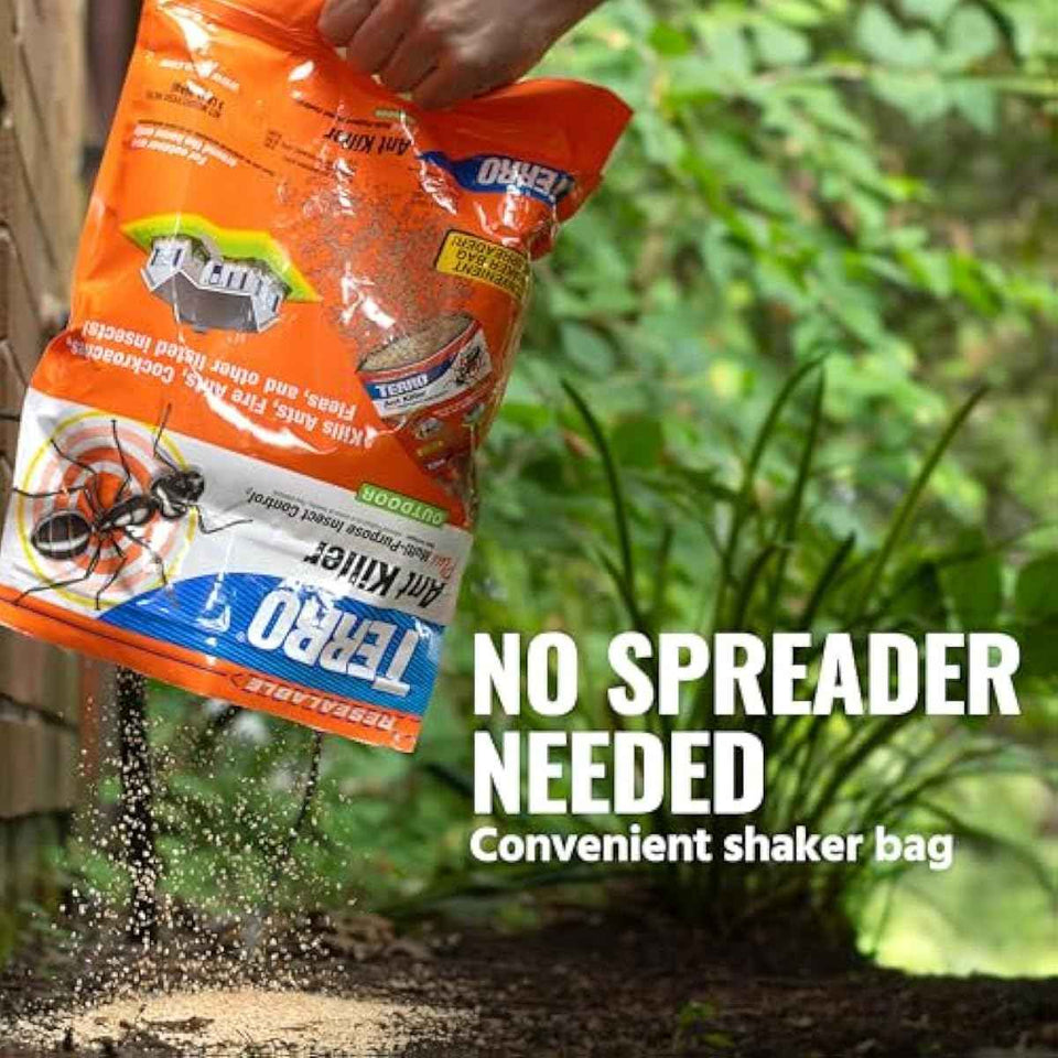 TERRO Ant Killer Plus Multi-Purpose Insect Control for Outdoors - Kills Fire Ants, Fleas, Cockroaches, and Other Crawling Insects - 3lb Shaker Bag - T901-6