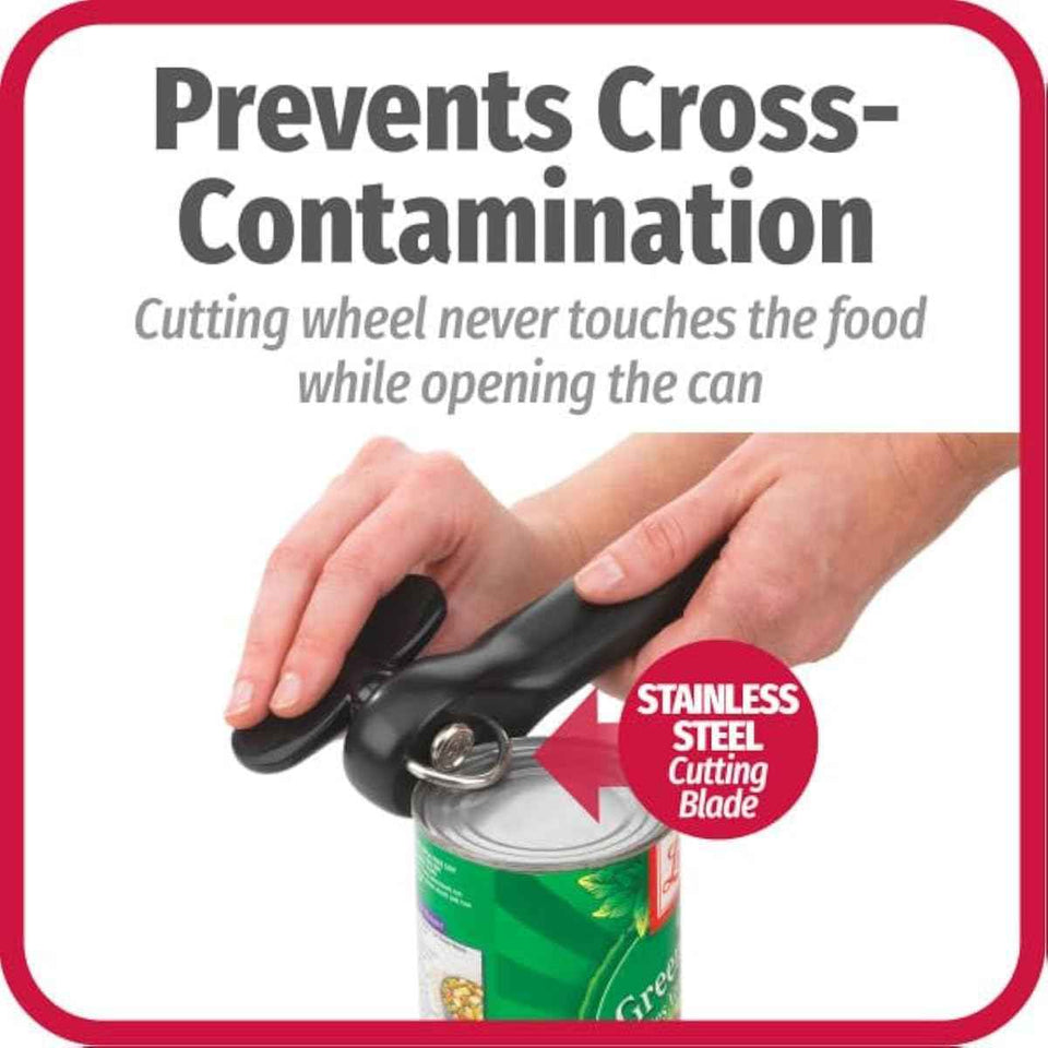 Good Cook Safe Cut Manual Can Opener, Black, Sharp Edge-Free, Stainless Steel