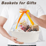 Pro Goleem Small Woven White Easter Basket with Handles, Durable Burr Material, 12" x 8" x 5", Baby Toy Storage