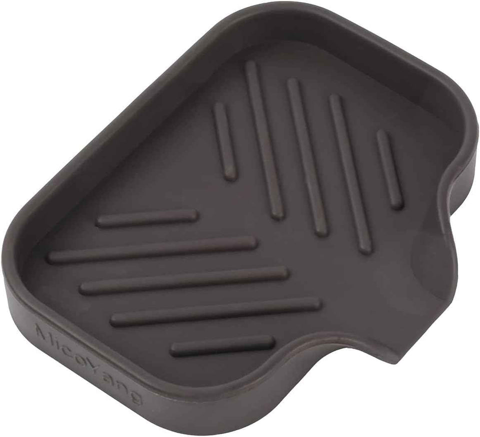Silicone Bathroom Soap Dishes with Drain Spout-Bathroom and Kitchen Sink Organizer,Sponge Holder,Dish Soap Tray,Perfect for Dispenser,Scrubber,Bottle,Cup on Sink or Counter-Black 4.9"×3.2"