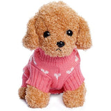 Dxhycc pink heart puppy sweater for small cats and dogs, soft warm winter pet clothes, size S